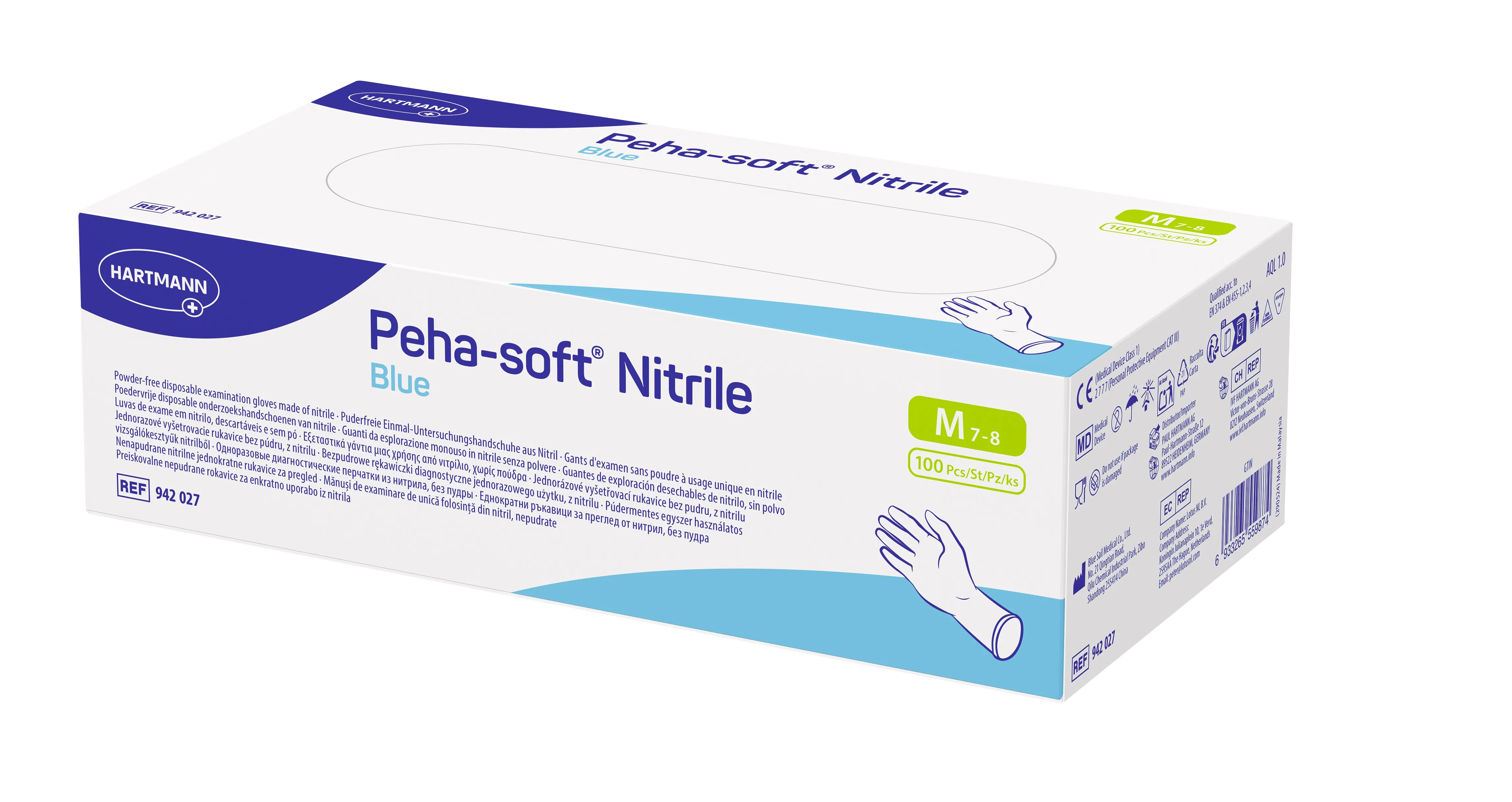 Peha-soft nitrile blue mittel Nitril à 100 puderfrei
