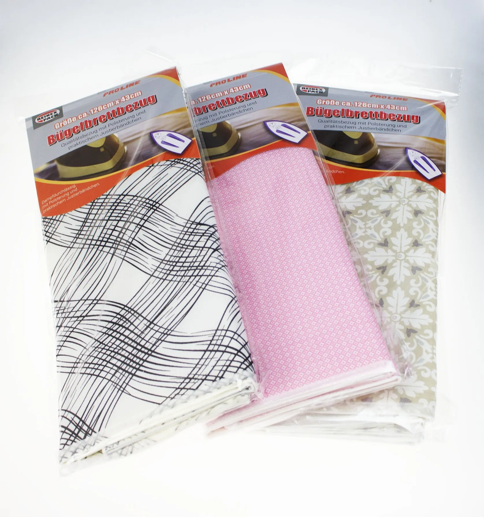 REINEX PROLINE Bügelbrettbezug, 126 x 43cm sortiert