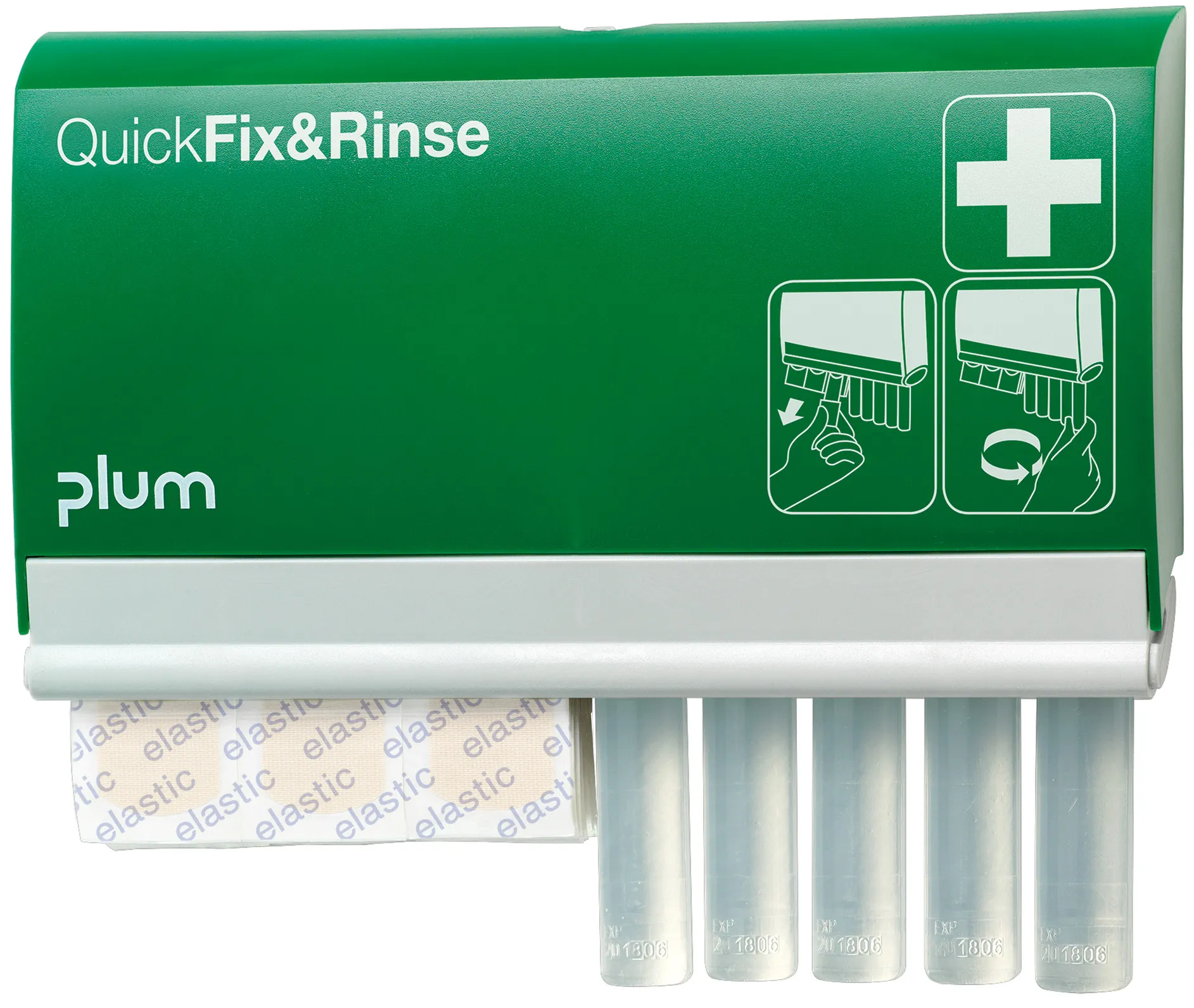 QuickFix&Rinse Spender + 45 elast. Pflastern + 5 Augenspülam