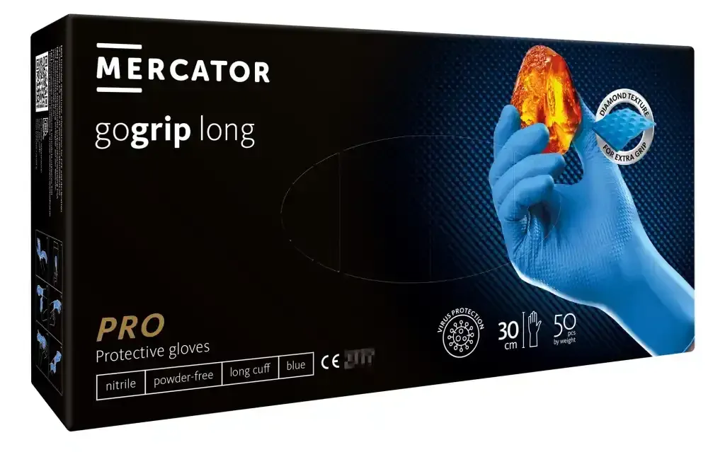 MERCATOR gogrip LONG Nitril-Handschuhe Blau