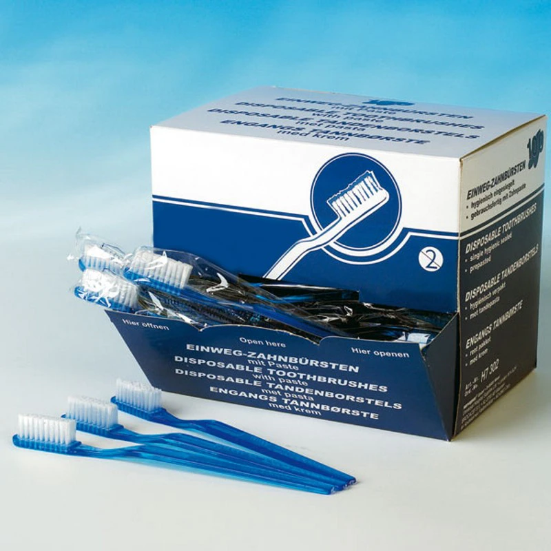 Zahnbürsten mit Paste weiß 100 Stück im Pack