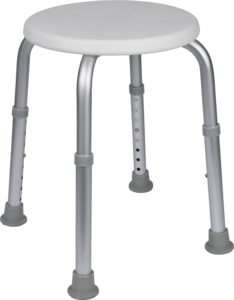 Runder Duschhocker, Alu mit weissem ø33 cm Sitz (flat pack)