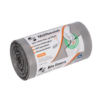 Müllbeutel aus LDPE  490x600x0,005 mm, 30 l, grau