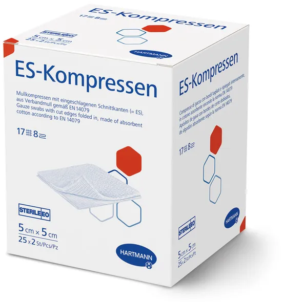 ES-Kompresse steril, 17-fädig, 8-fach, 10cm x 20cm/