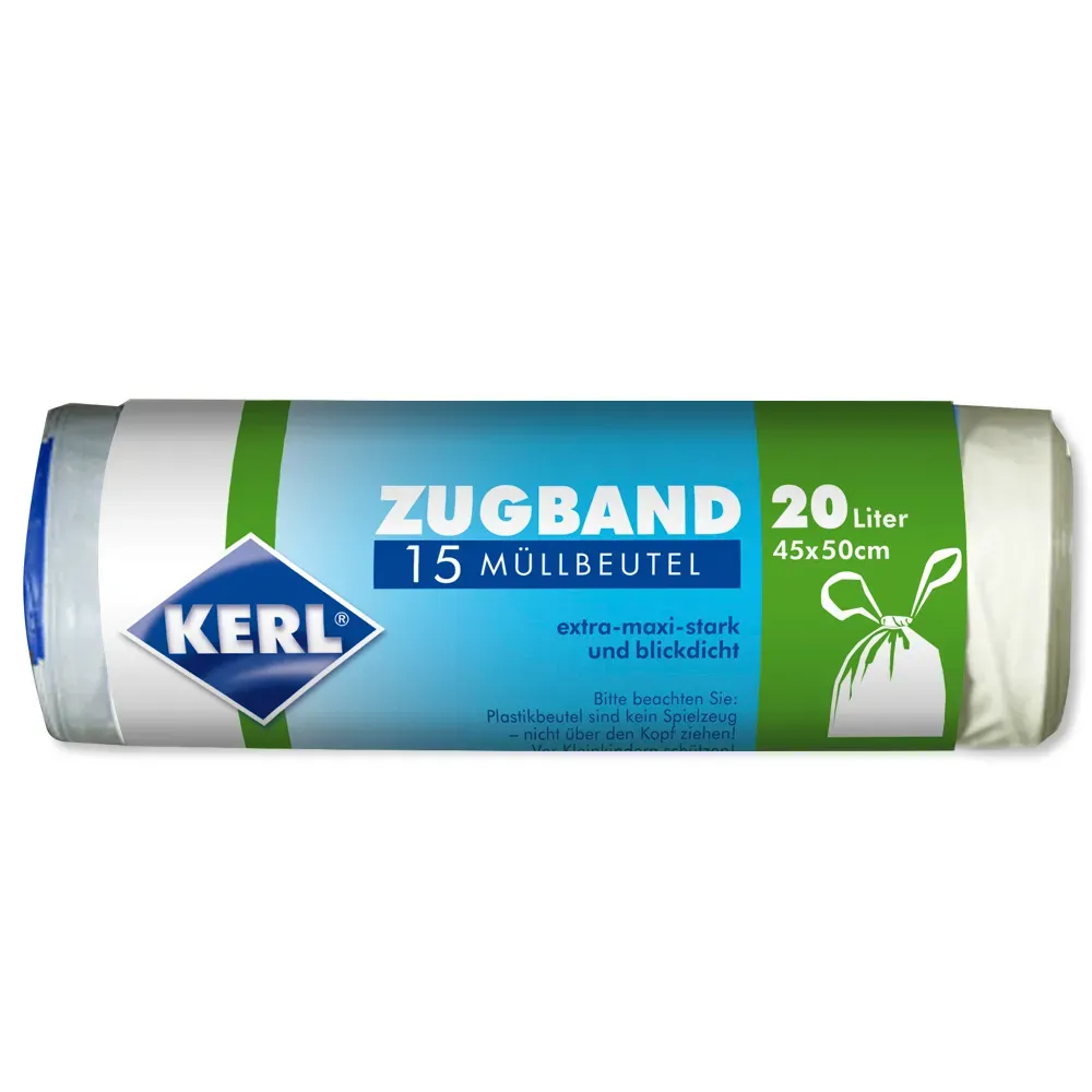 Kerl Zugband Müllbeutel 20 Liter, 45 x 50 cm