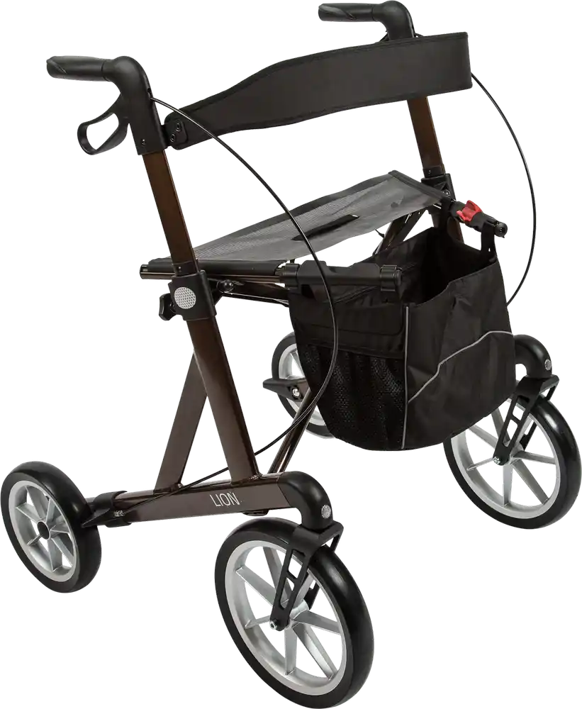 Lion Rollator, braun metallic, Sitzhöhe 62 cm, inkl. Rückeng