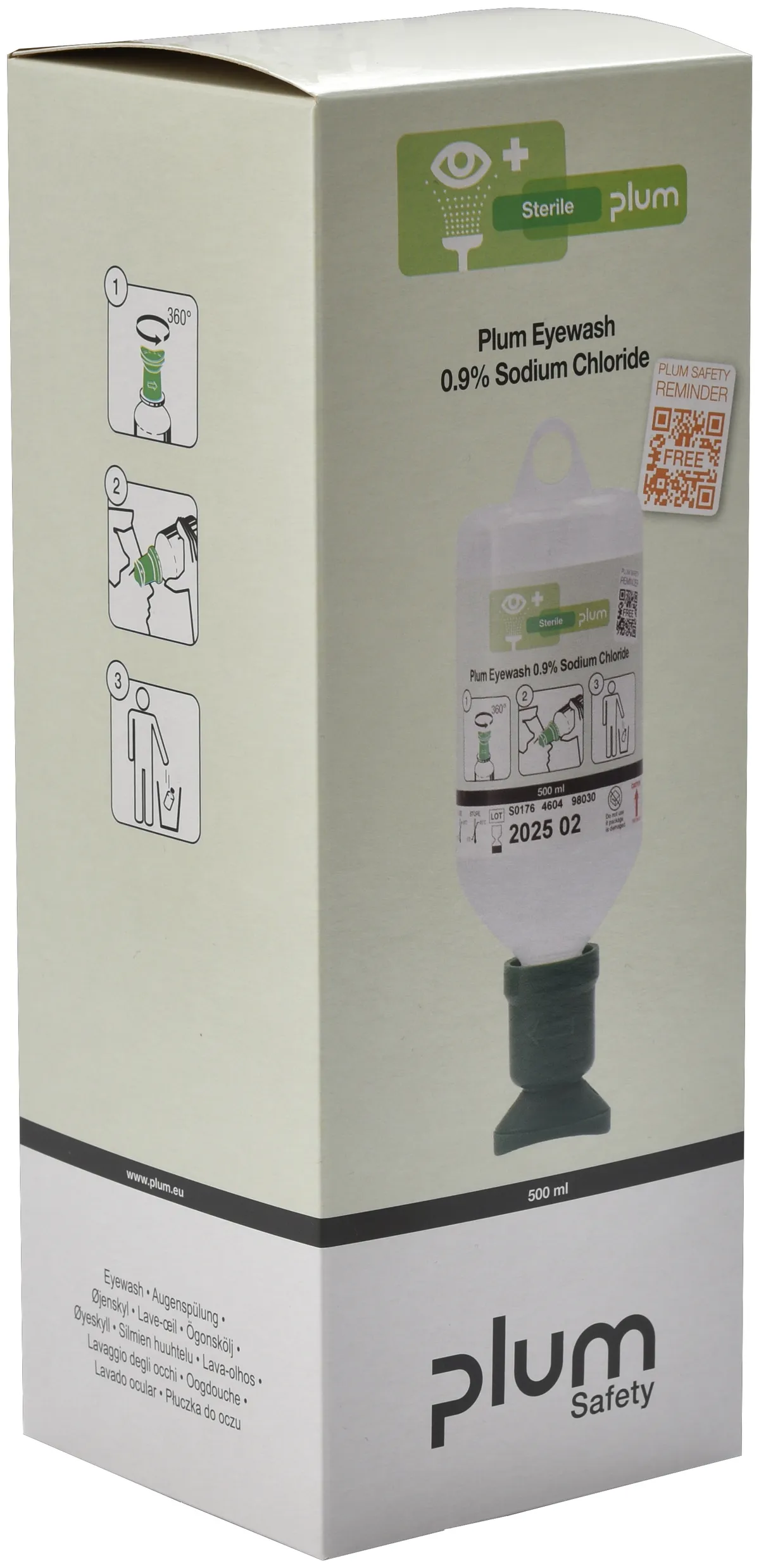 Plum Eyewash 0.9% Sodium Chloride 500 ml (im Einzelkarton)
