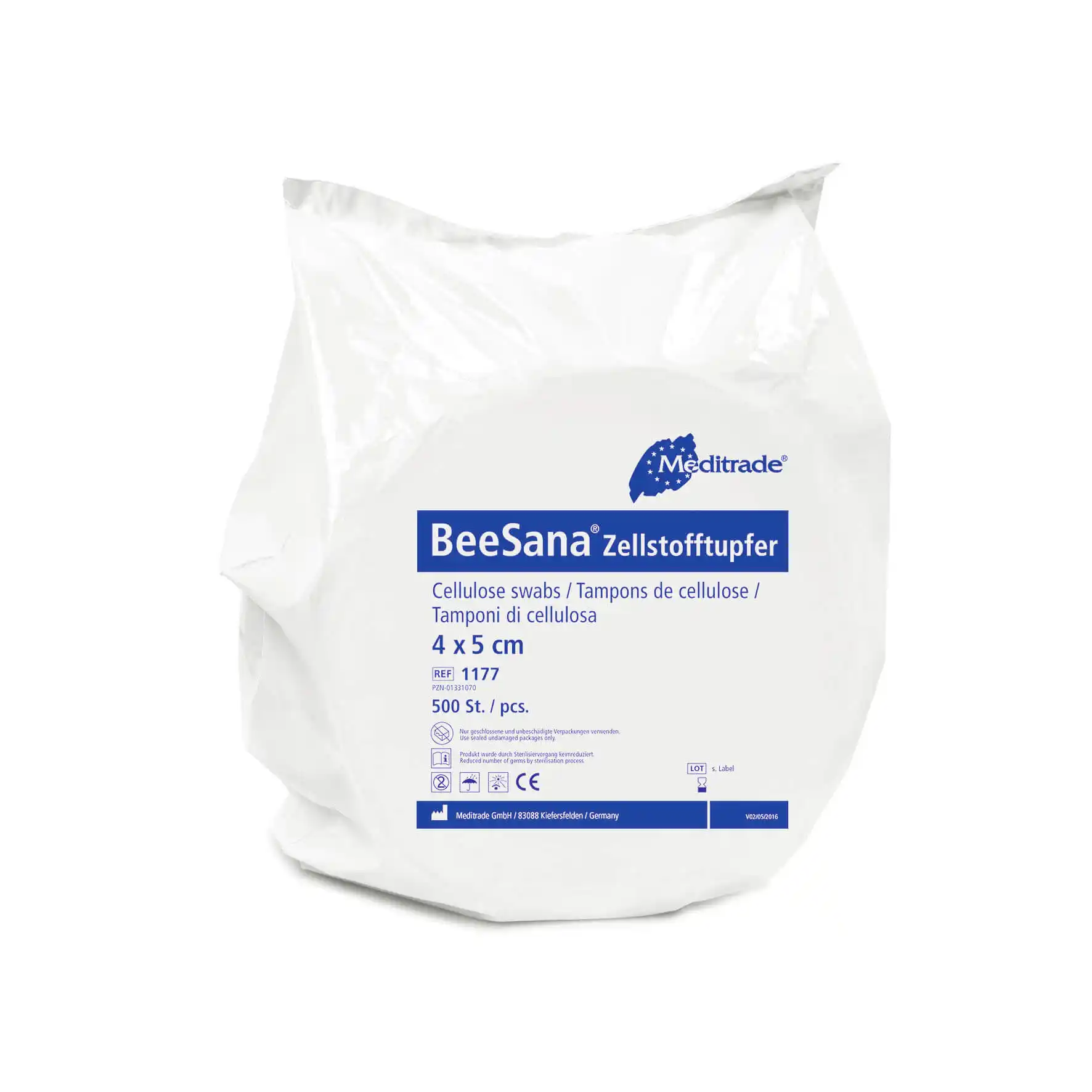 BeeSana® Zellstofftupfer, unsteril, 4 x 5 cm 2 Rollen a 500