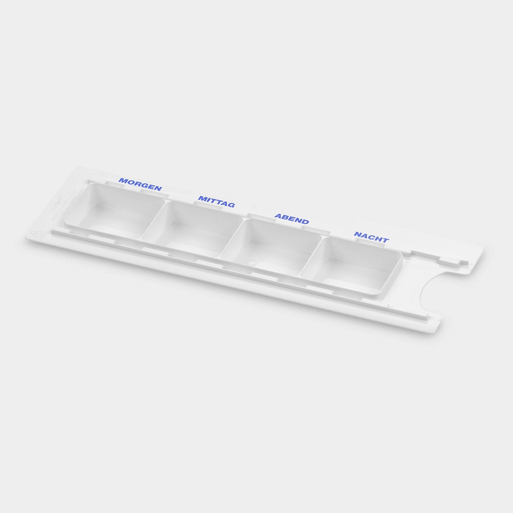 mevipas Unterteil Tagesdispenser weiß Aufdruck Tageszeiten