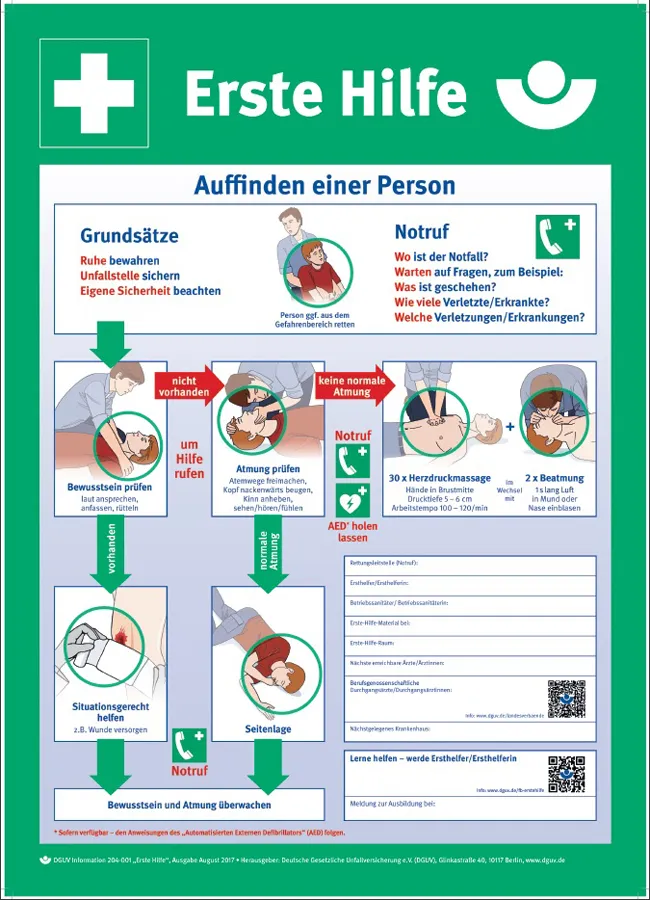 Tafel „Anleitung zur Ersten Hilfe“ 560 x 400 mm 0