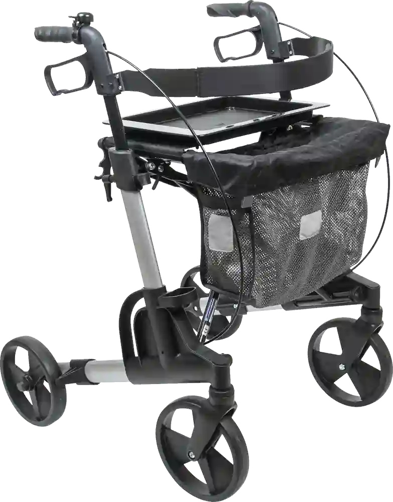 Kudu Rollator, silber, SH: 50 cm, inkl. Rückengurt, Tablett