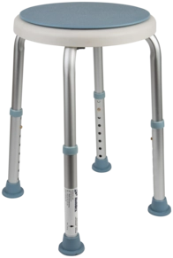 Runder Duschhocker, Alu mit weissem ø33 cm Sitz mit Drehsche