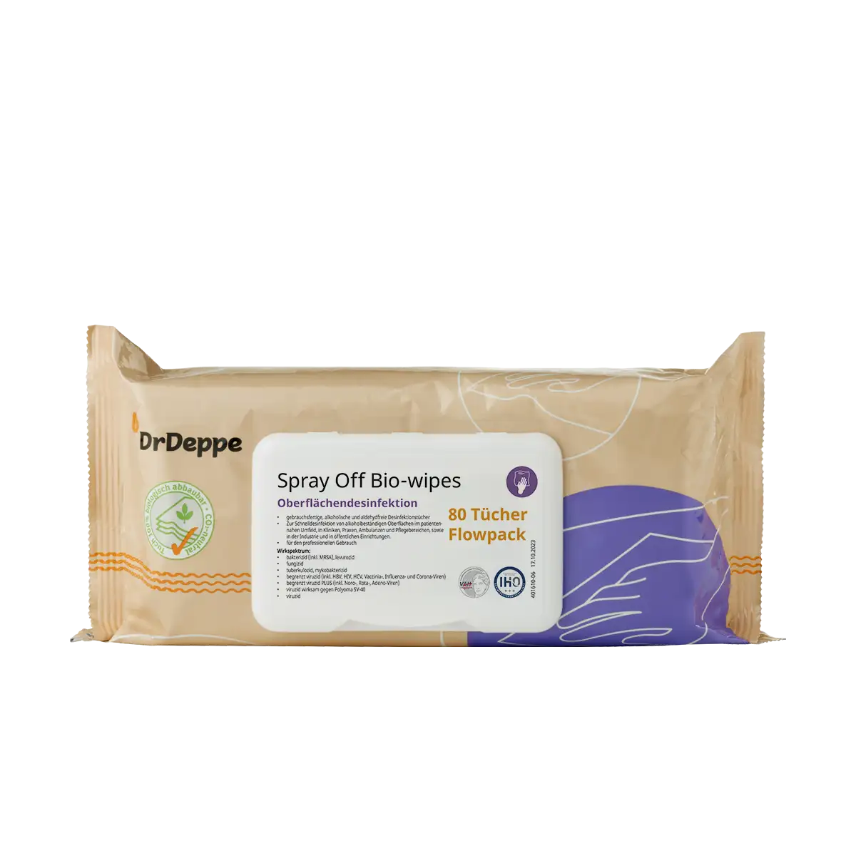 DrDeppe SprayOff Bio-wipes - Flowpack 80 Tücher (m. LID)