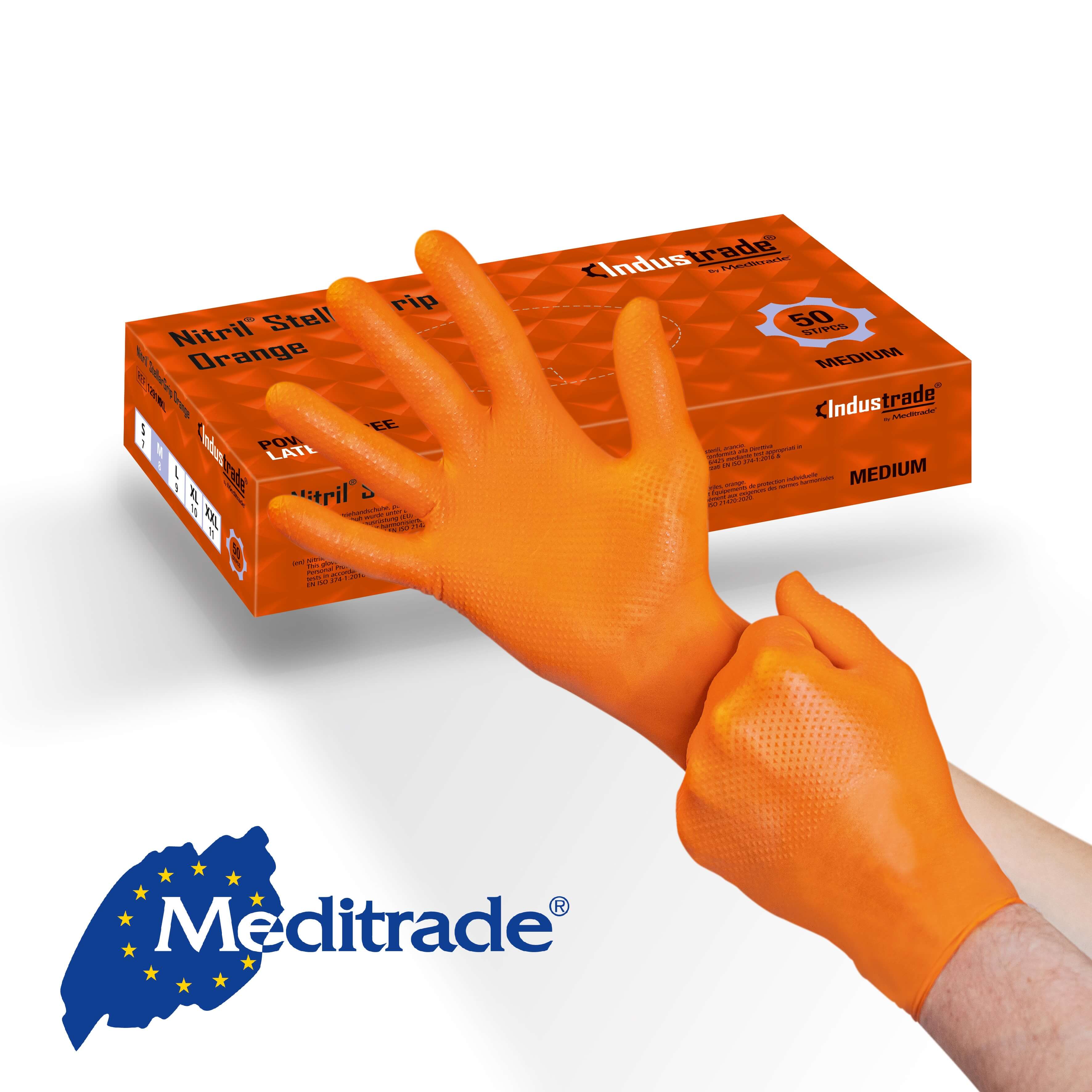 Meditrade Nitril® StellarGrip Orange Schutzhandschuh