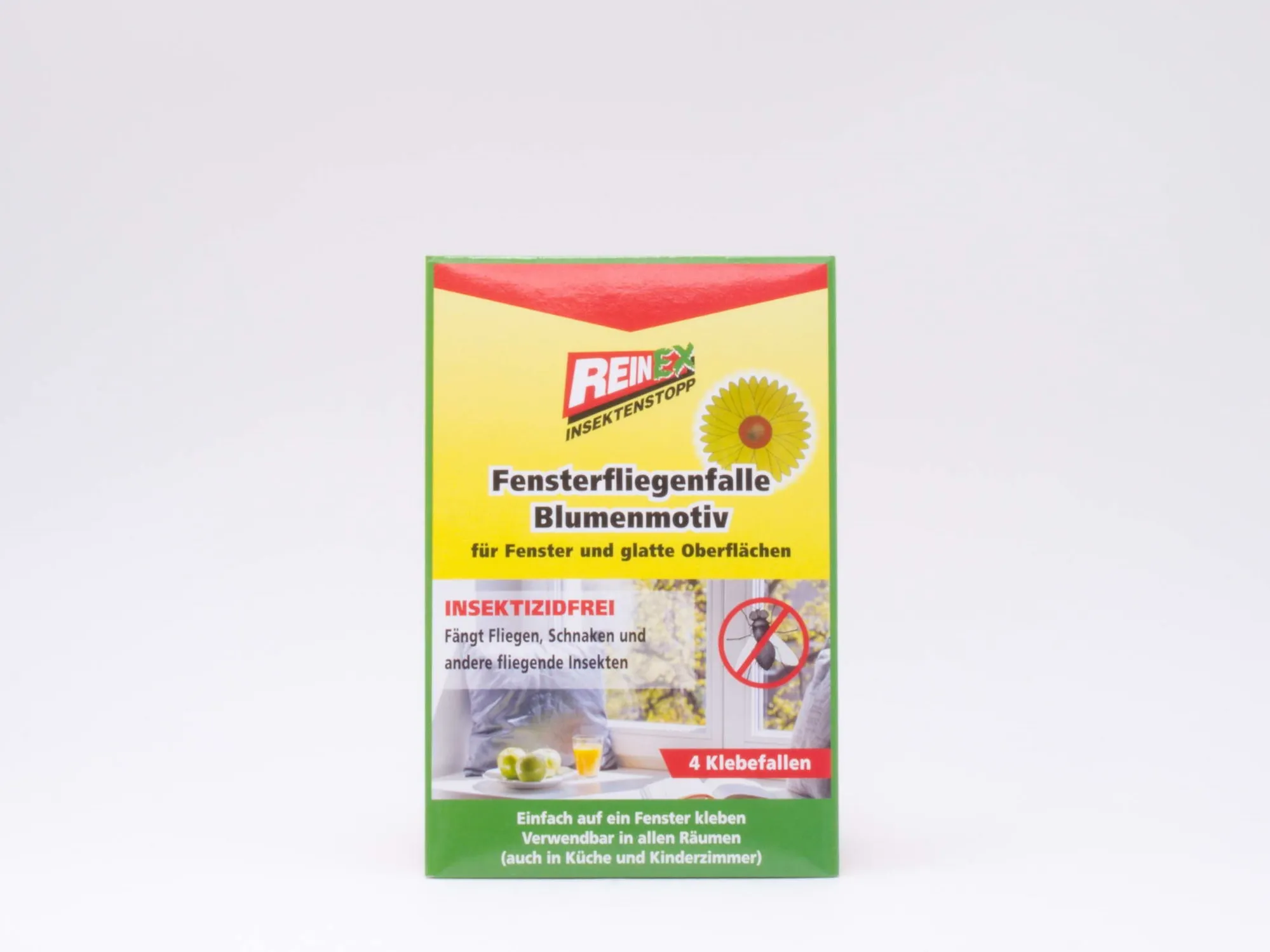 Fensterfliegenfalle Blumenmotiv insektizidfrei 4-er