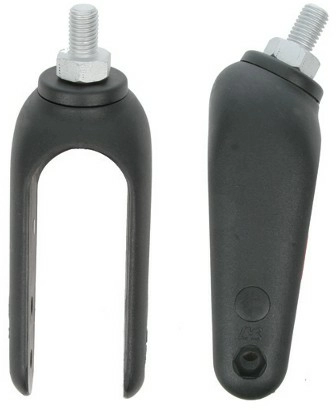 Vorderradgabel, schwarz, Kunststoff, 142 x 60 mm mit M14 Bol