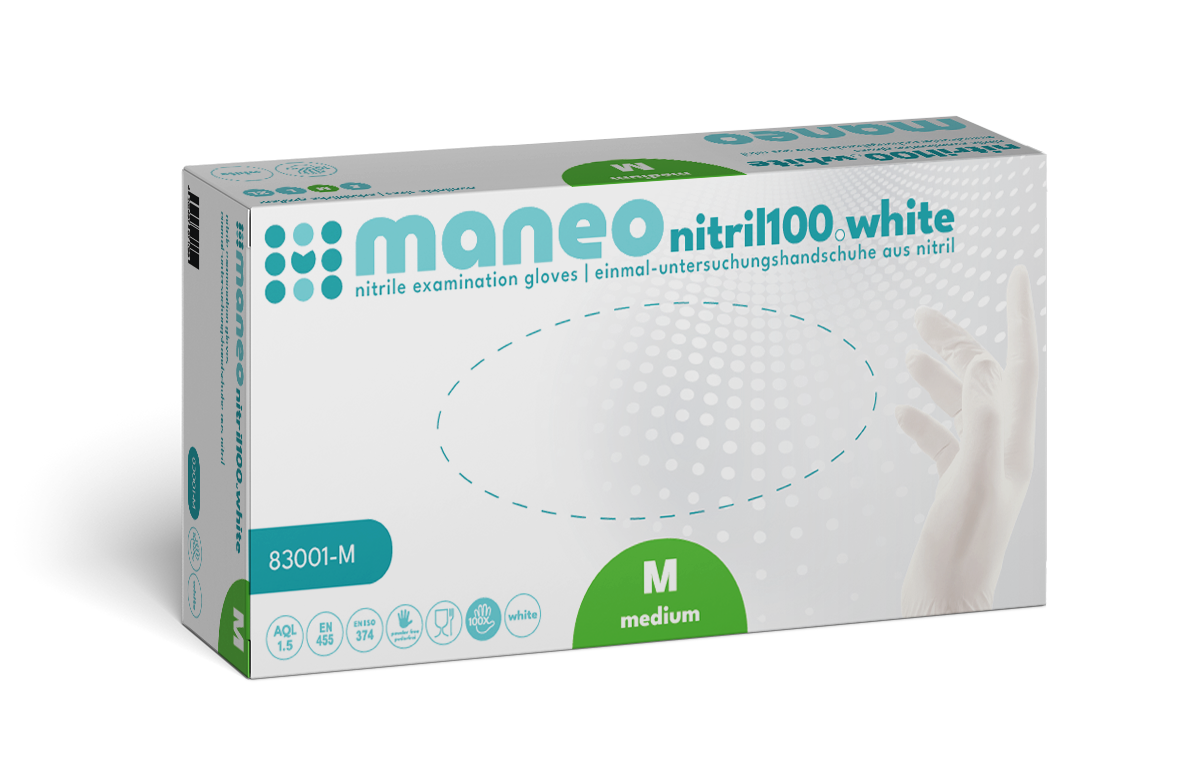 Nitrilhandschuhe maneo nitril weiß M