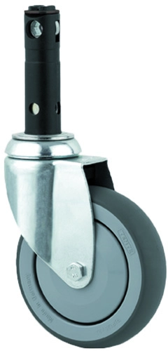 Drehbares ø125 mm Rad für Betten, Totalbremse, langer Zapfen