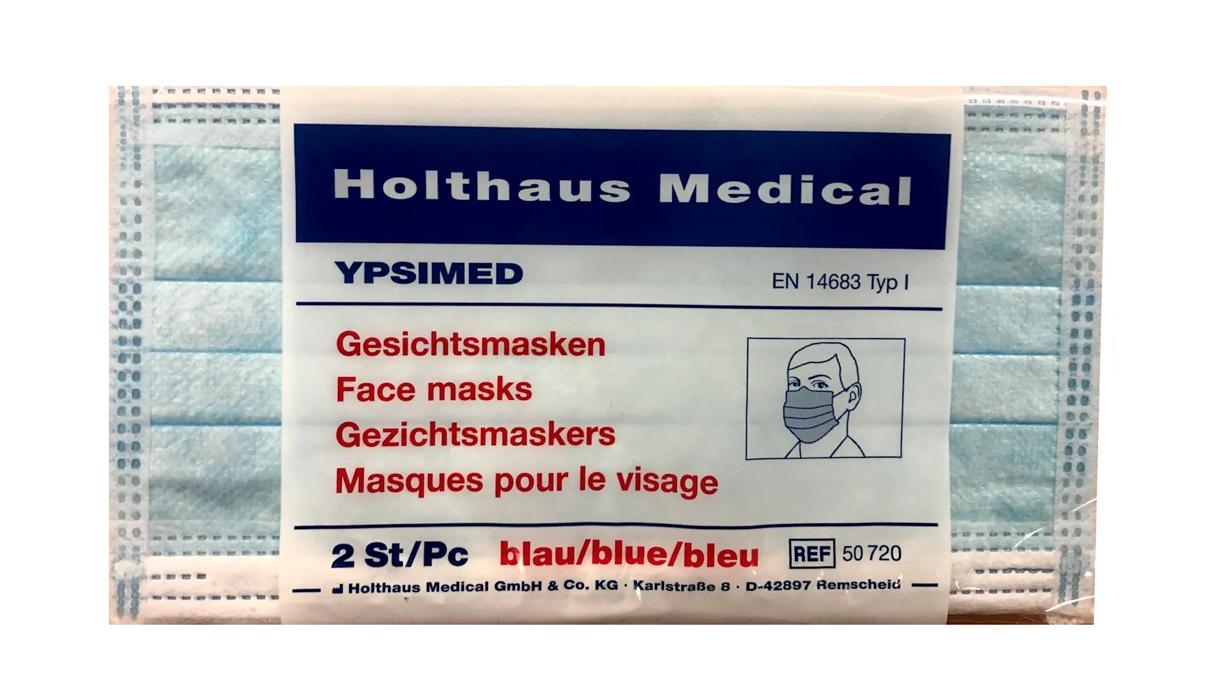 YPSIMED Gesichtsmasken EN 14683 2 Stück im Beutel