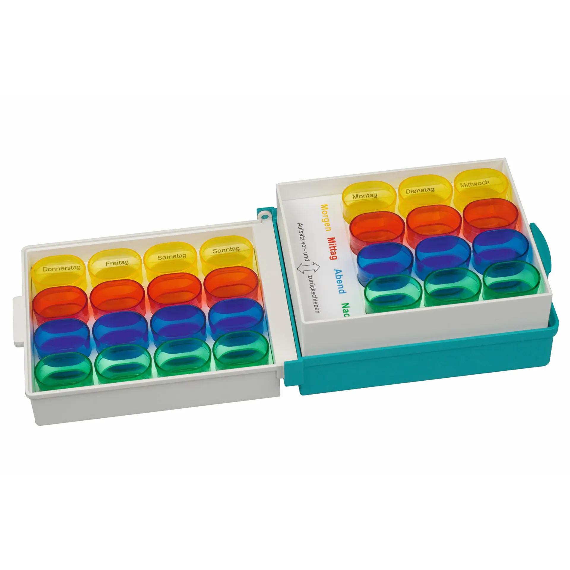 Wodifix Medikamenten – Wochendosierer mit 28 ovalen Bechern