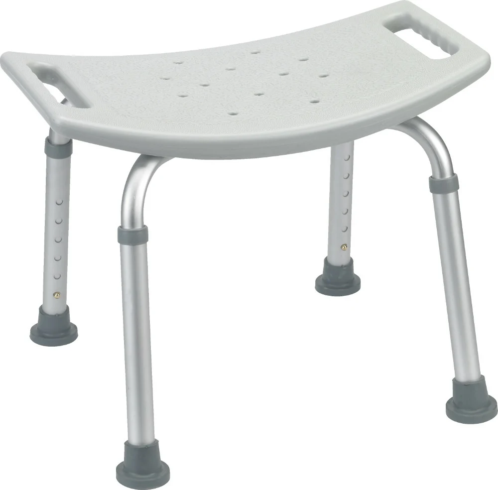 Einfacher Duschhocker, Alu silber mit weissem Sitz