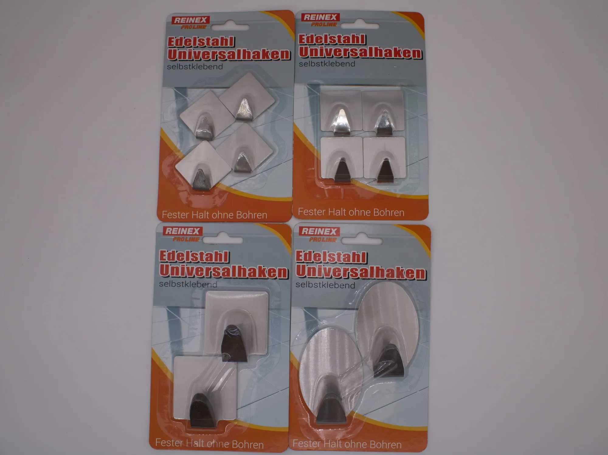 REINEX PACK Universalhaken, selbstklebend, weiß & chrom