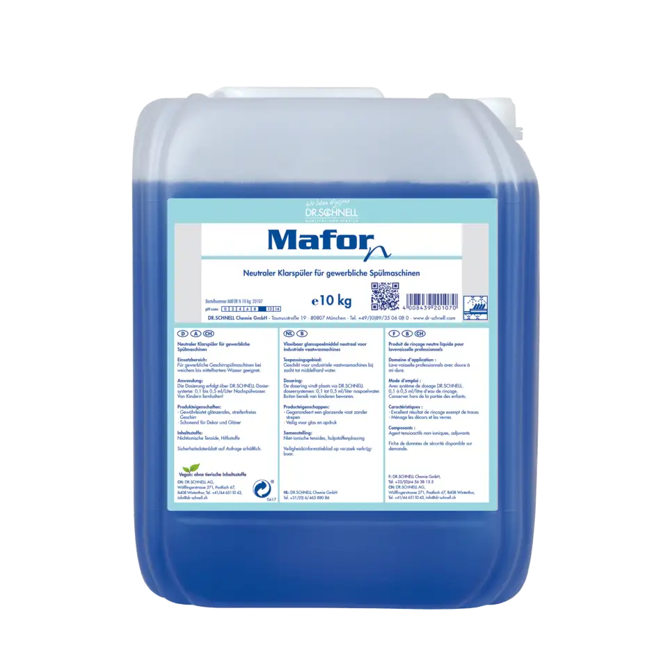 MAFOR N Neutraler Klarspüler für gewerbliche Geschirrspülmas