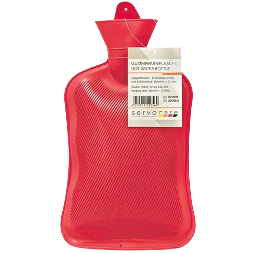 Gummi-Wärmflasche rot 2L mit Schraubverschluss