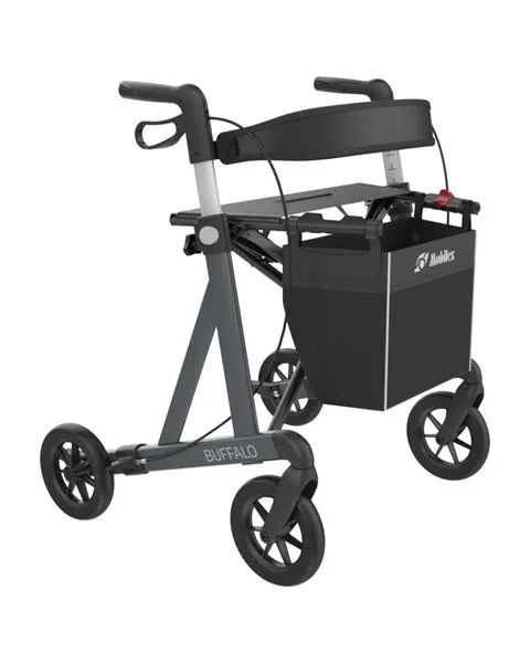 Buffalo HD Rollator, anthrazit, Sitzhöhe 55 cm, mit Softräde