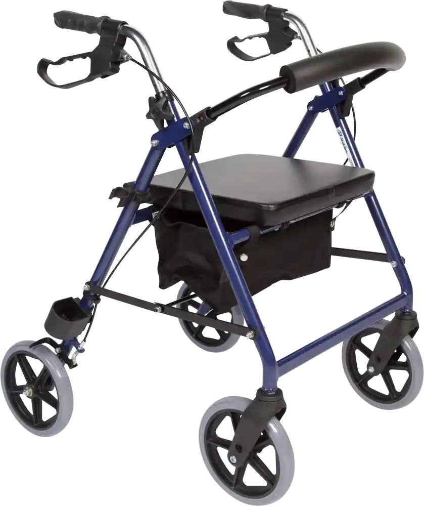 Impala rollator, blåmetallic, bred model, inkl. taske, rygbæ