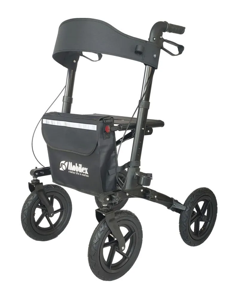 Elephant Air Rollator, mattschwarz, Sitzhöhe 62 cm, inkl. Rü