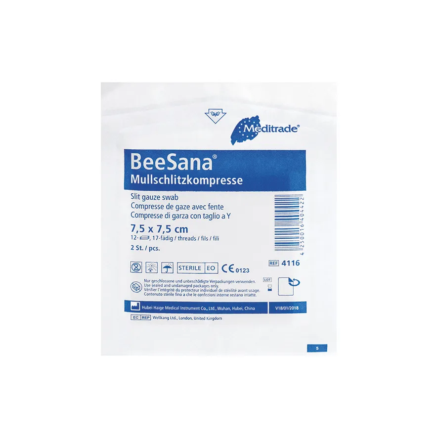 BeeSana® Mullschlitzkompresse, unsteril, 12-fach