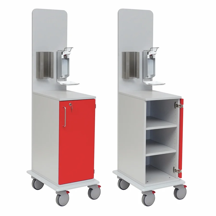 Desinfektionswagen MRSA1 - Rückwand geschlossen + Fachböden