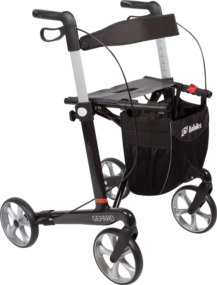 Gepard Rollator, Carbon, schwarz, Sitzhöhe 55 cm, inkl. Rück