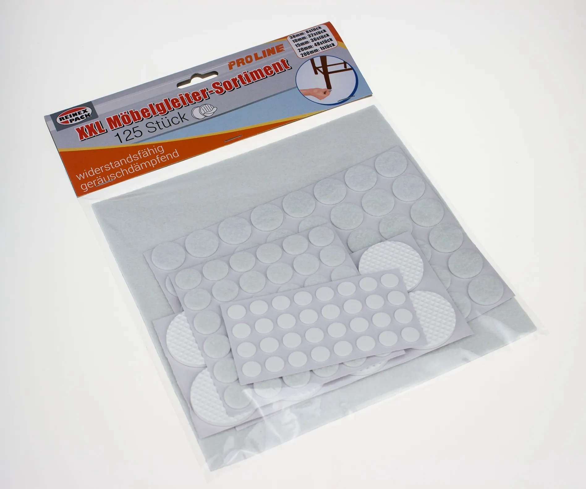 XXL-Möbelgleiter-Sortiment in 5 Größen, 125-er, EVA / Filz
