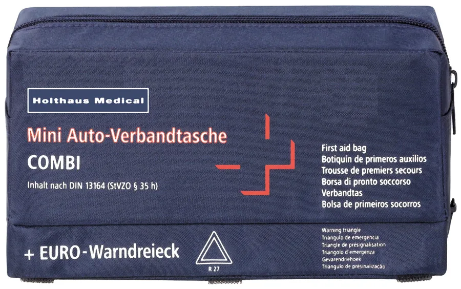 Mini COMBI Verbandtasche blau Inhalt DIN 13 164 + Warndreiec