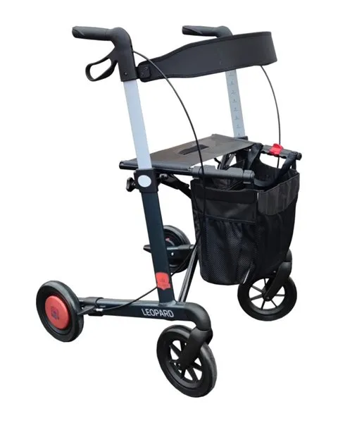 Leopard Rollator antrazit mit Softrädern und RolloGuard Brem