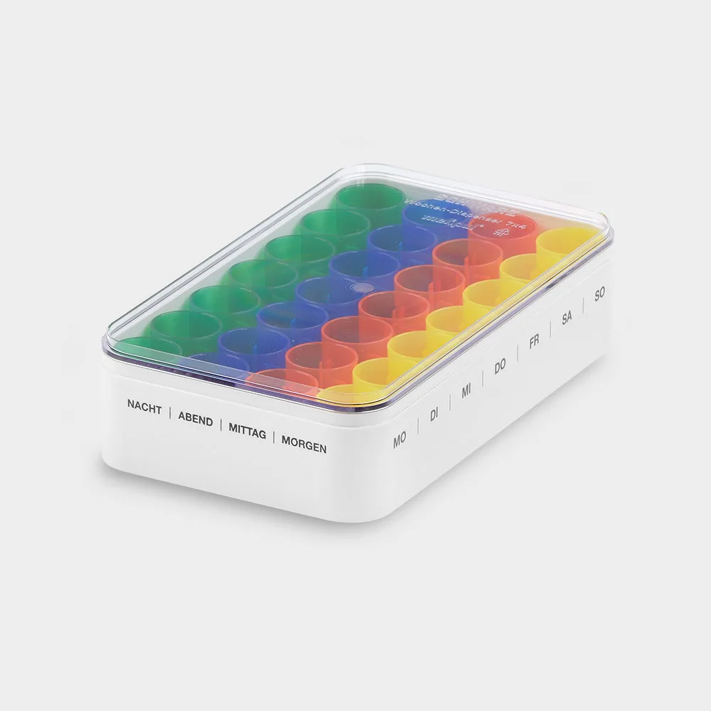 melipul Wochen-Dispenser 7x4 mit 28 Becher mit Stapeldeckel