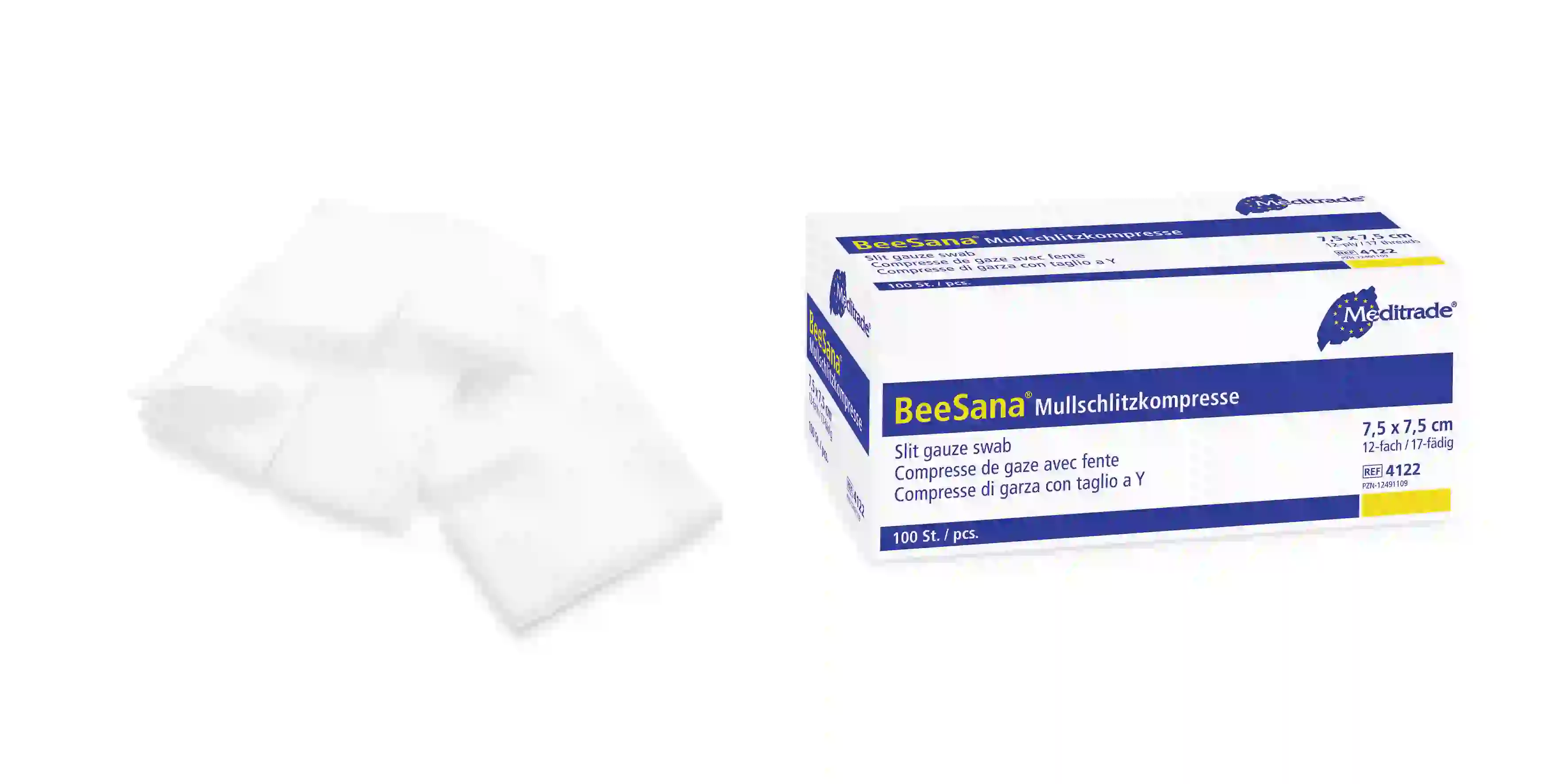 BeeSana® Mullschlitzkompresse, unsteril, 8-fach, versch. Gr.