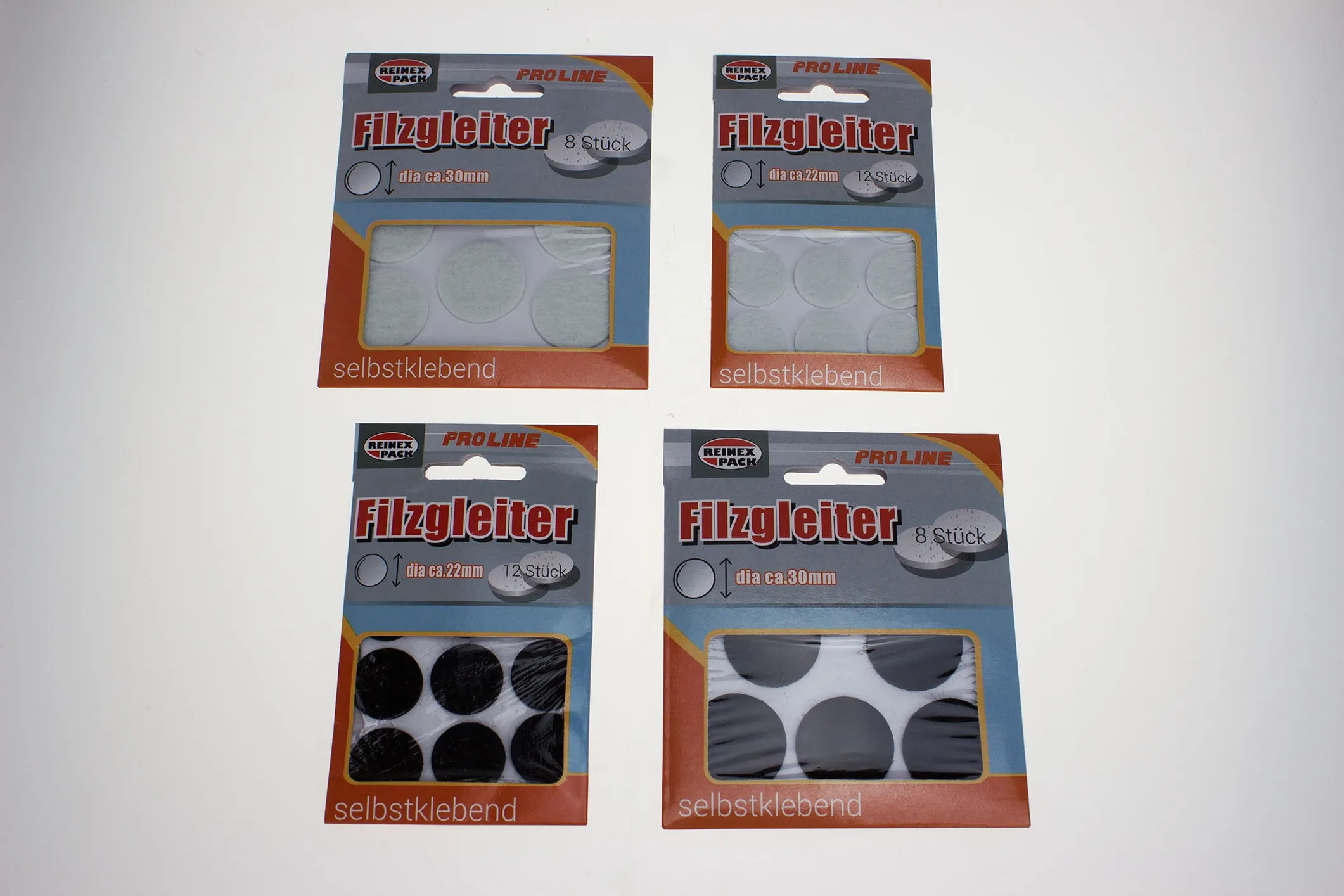 REINEX PROLINE Filzgleiter, schwarz & weiß, Ø 30 & 22 mm